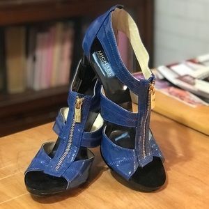Michael Kors Blue zip top platform heels Size 11